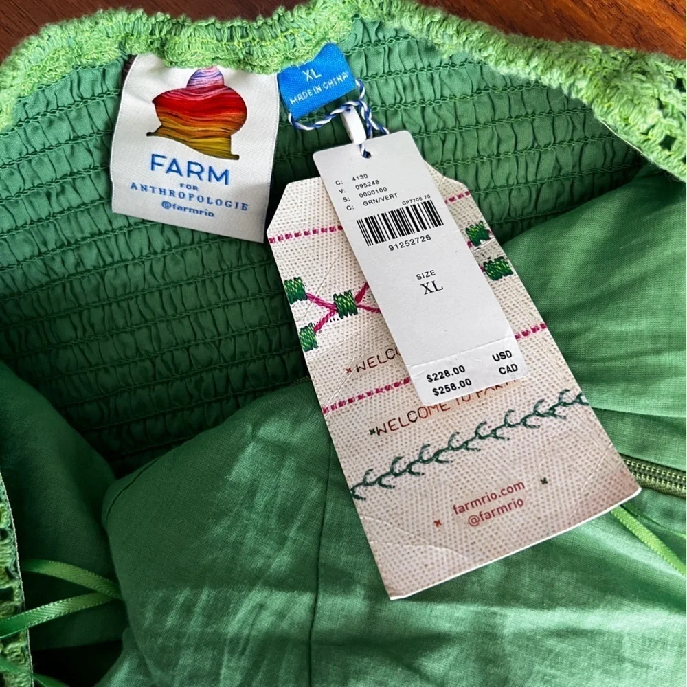 Farm Rio Halter Floral Ruffle NWT Crochet Mini Dress, Size XL - Picture 10 of 16